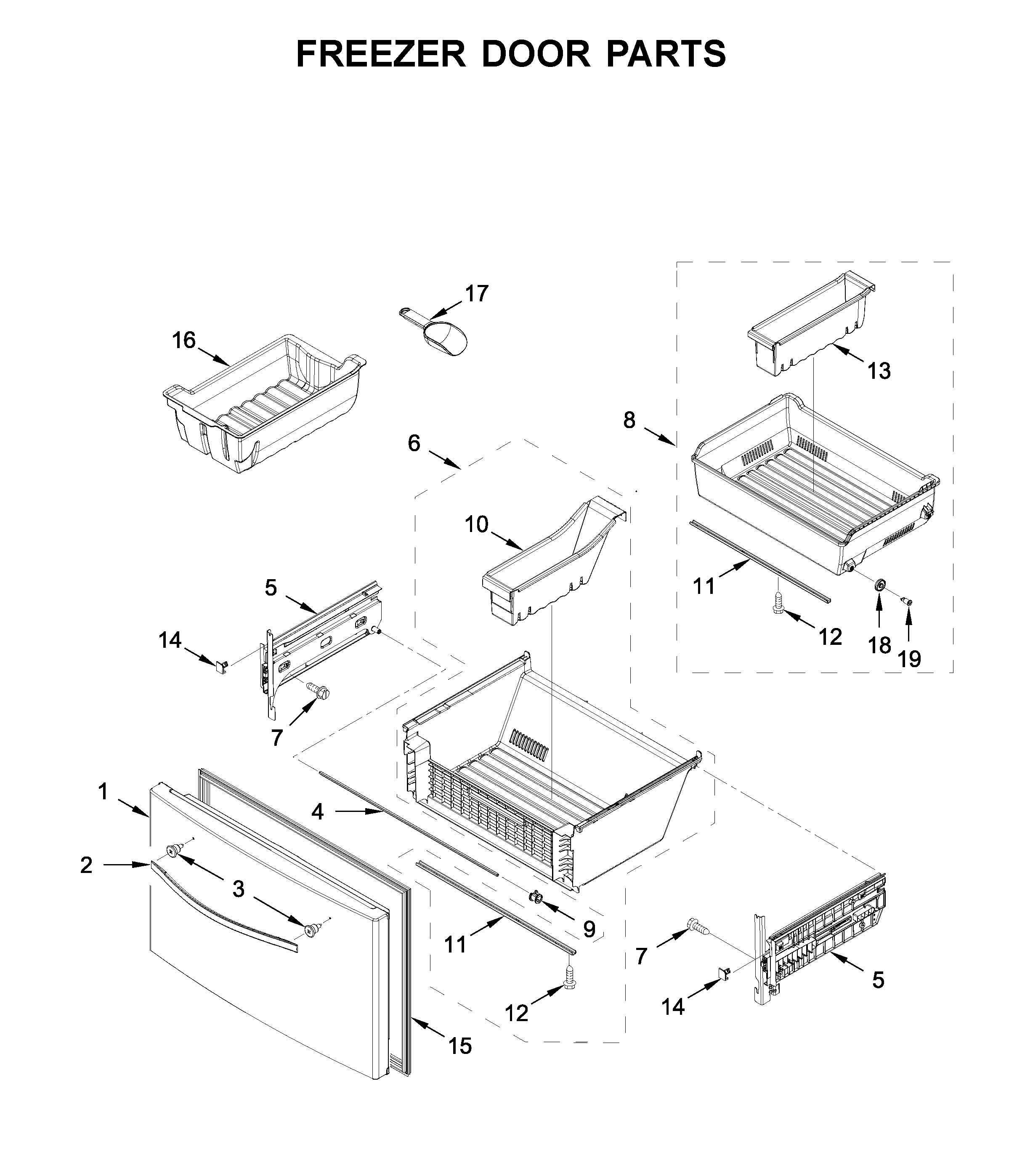 Freezer door parts