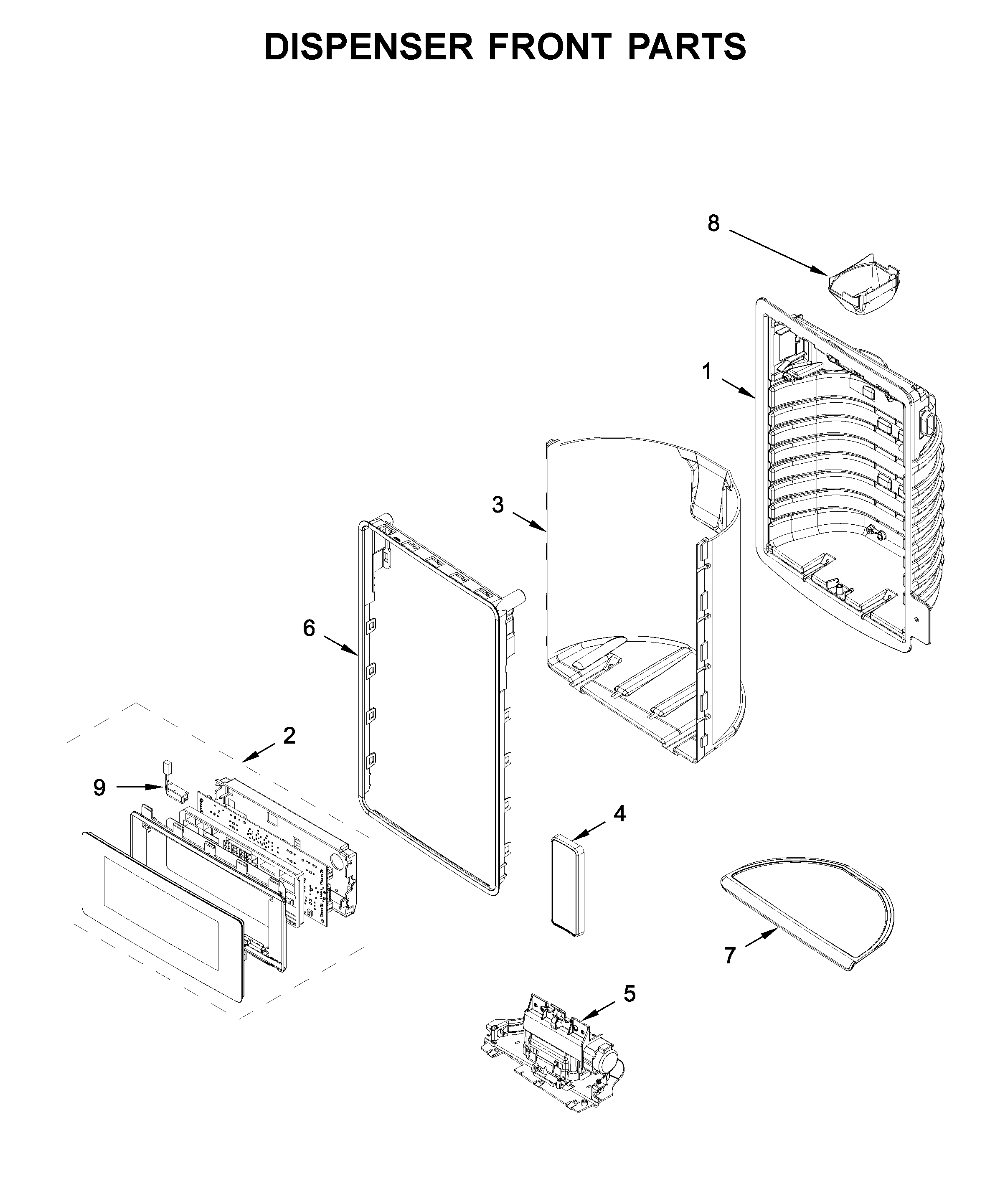 Dispenser front parts