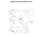 Whirlpool WRF535SWHV03 freezer liner and icemaker parts diagram