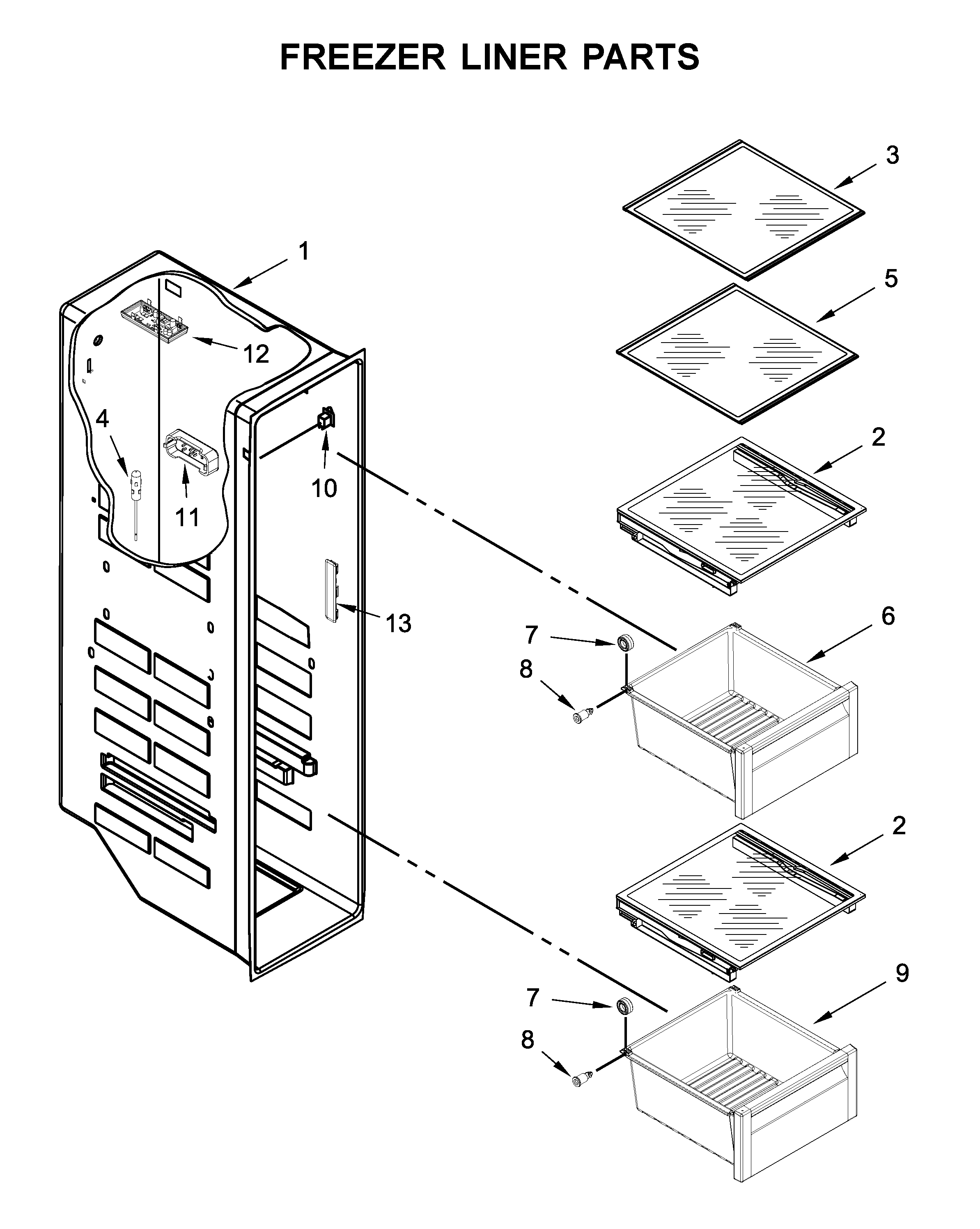 Freezer liner parts