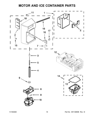 Motor and ice container parts