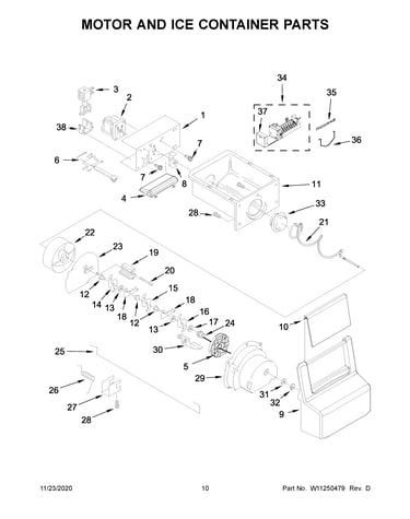 Motor and ice container parts