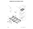 KitchenAid KFGC558JBK00 burner box and griddle parts diagram
