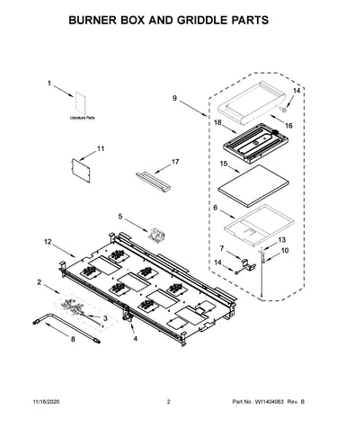 Burner box and griddle parts