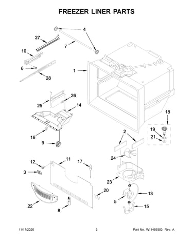 Freezer liner parts