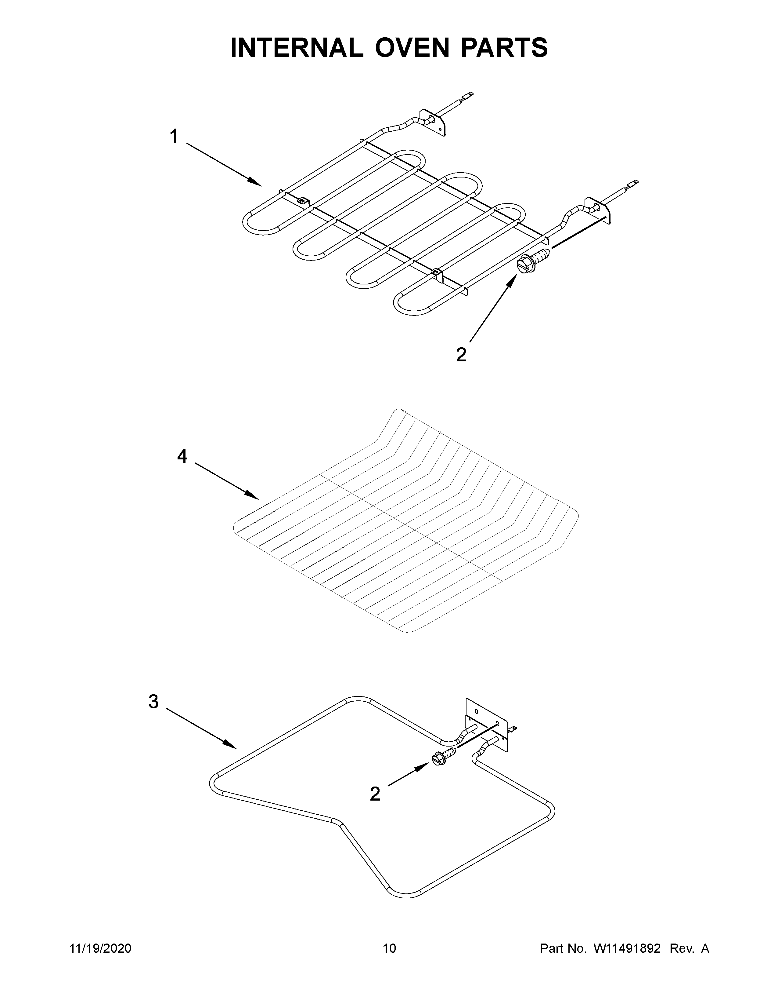 Internal oven parts