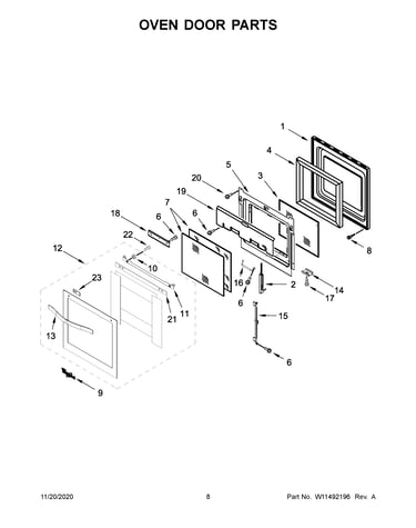 Oven door parts