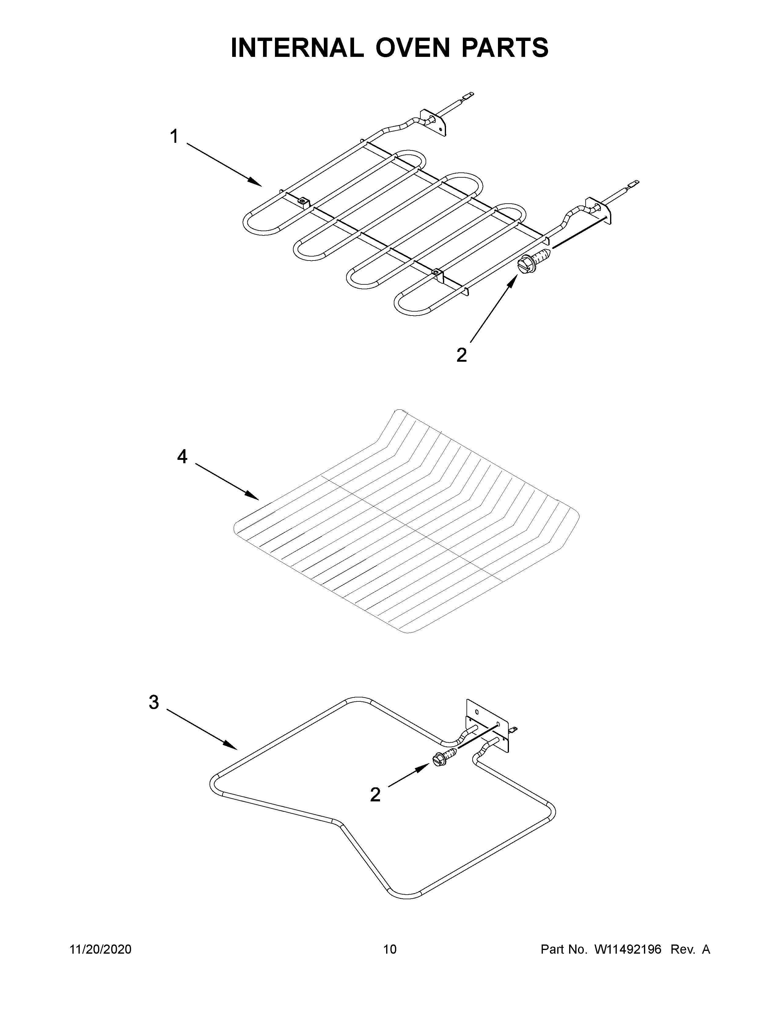 Internal oven parts