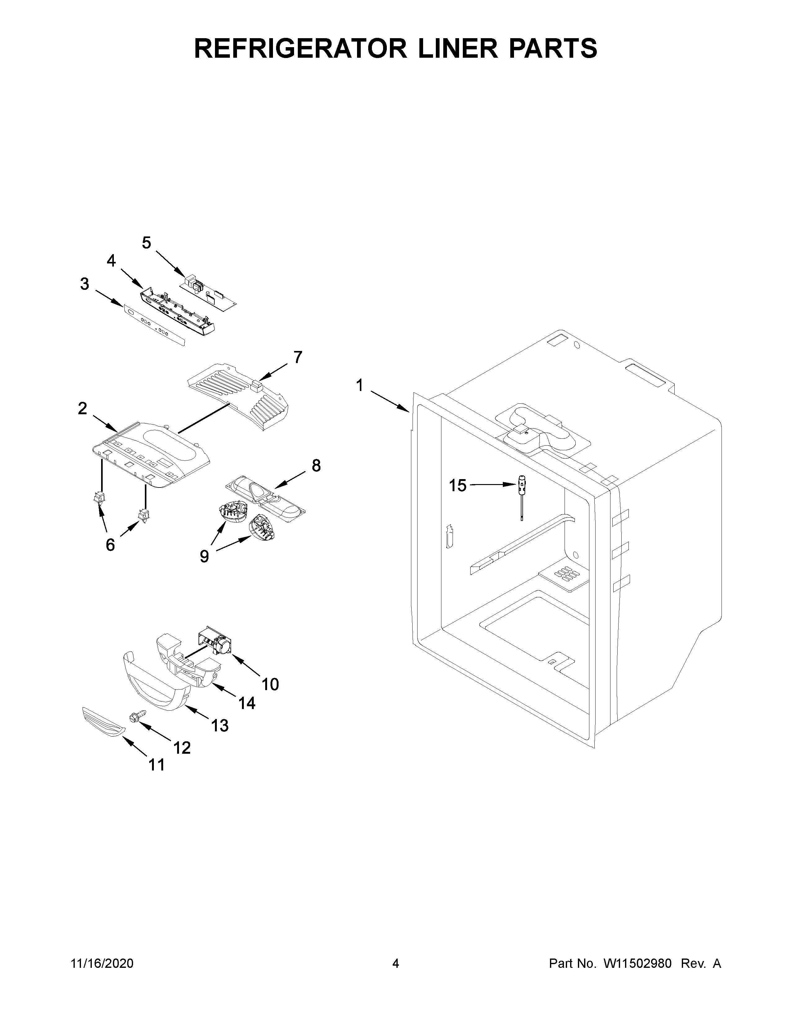 Refrigerator liner parts