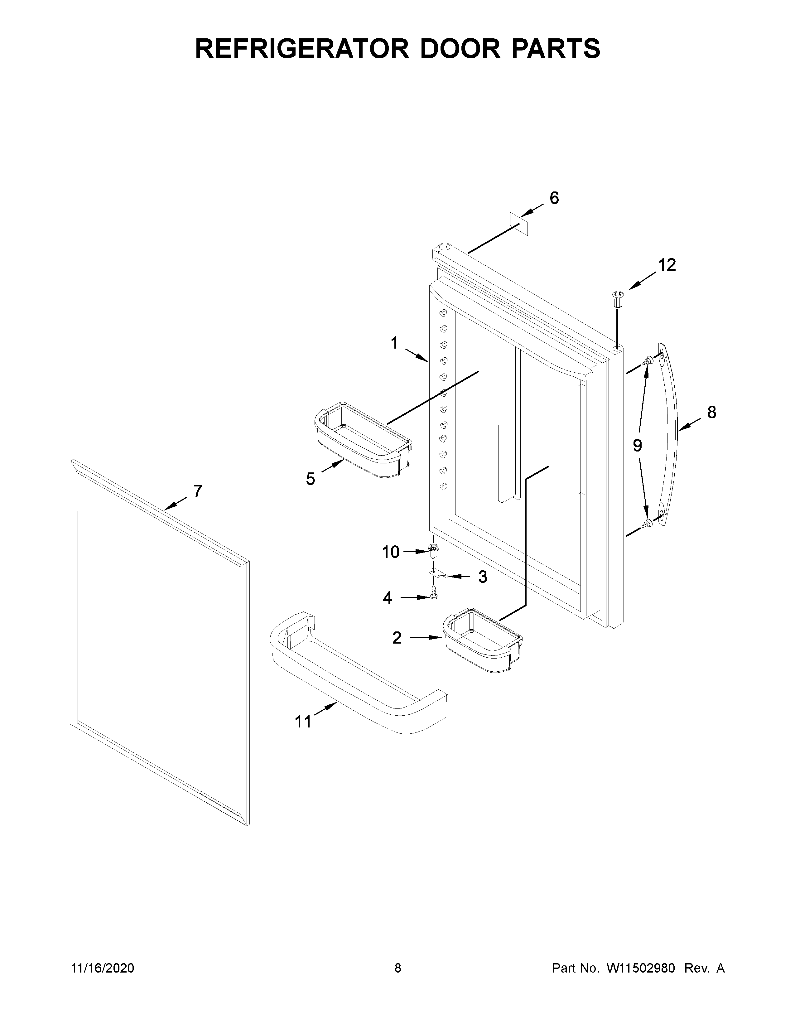 Refrigerator door parts