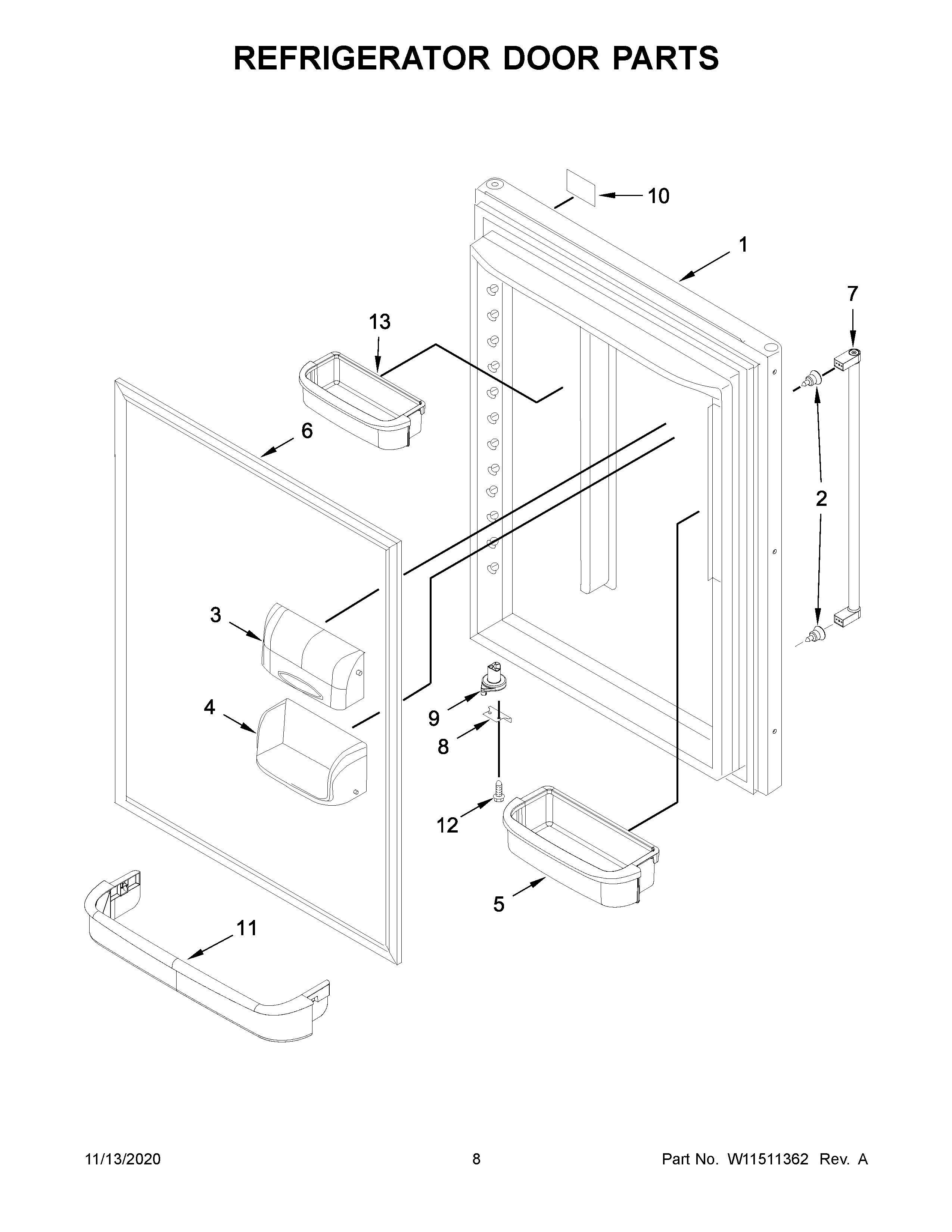 Refrigerator door parts