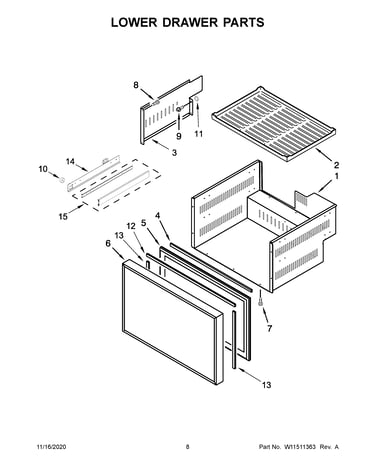 Lower drawer parts