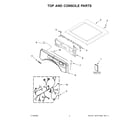 Whirlpool WED5620HW2 top and console parts diagram
