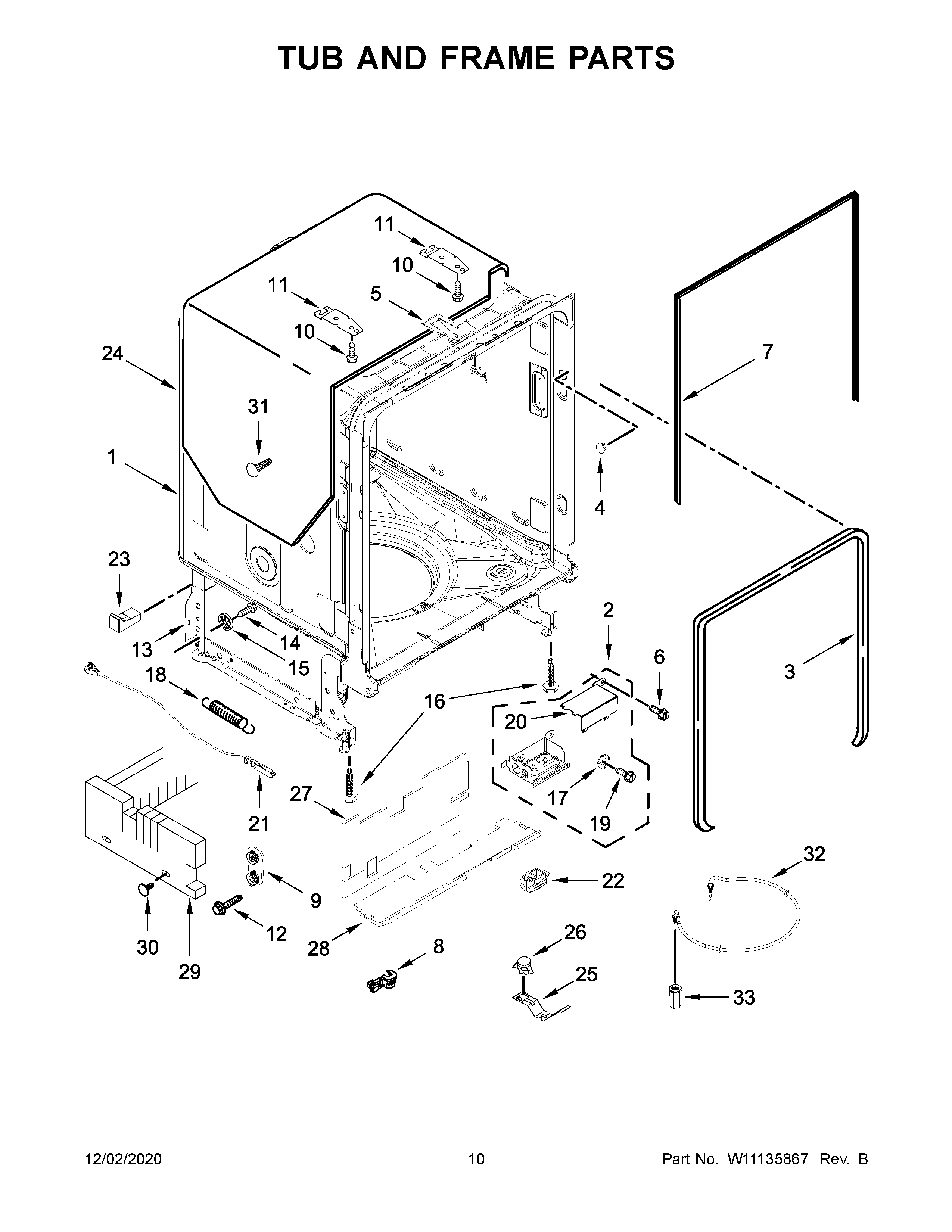 TUB AND FRAME PARTS