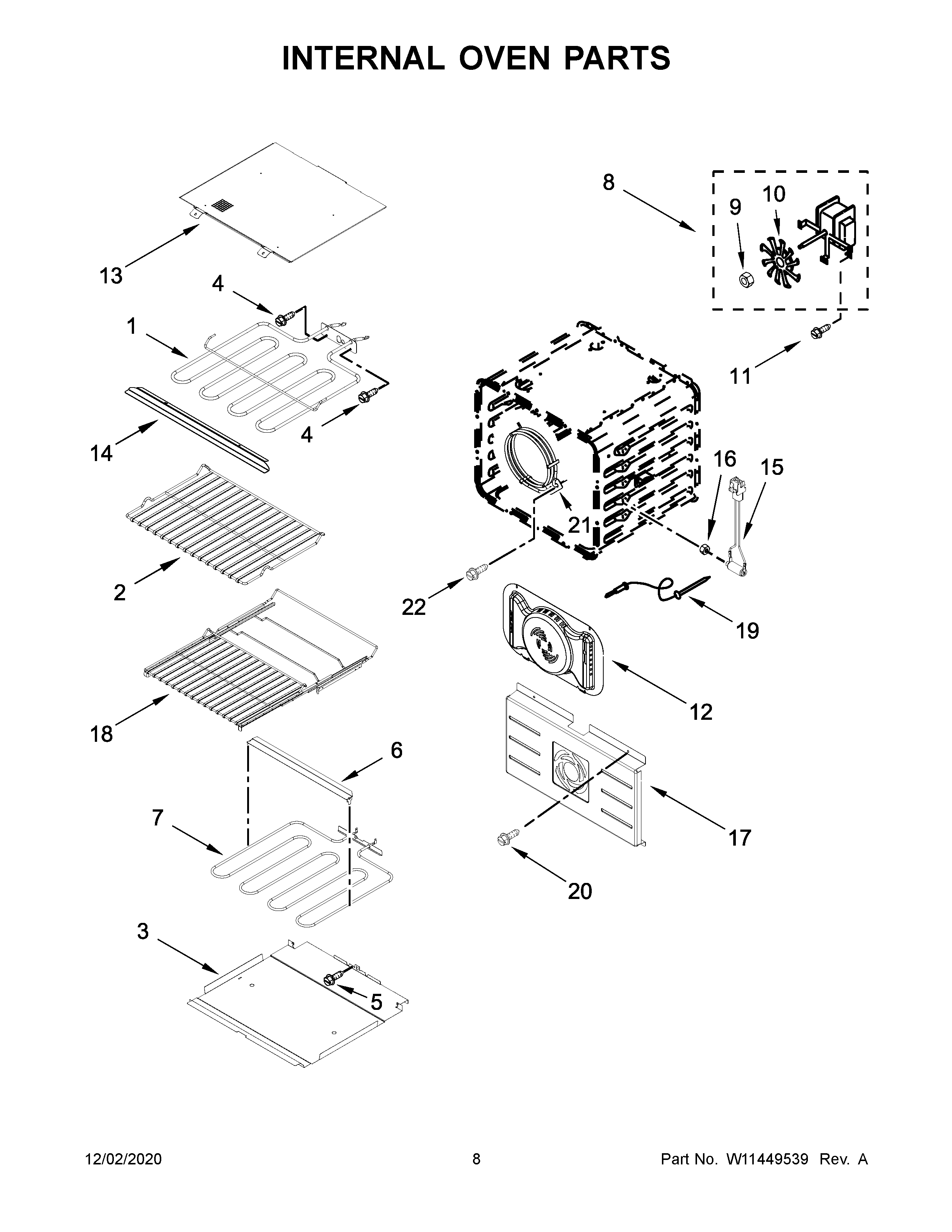 Internal oven parts