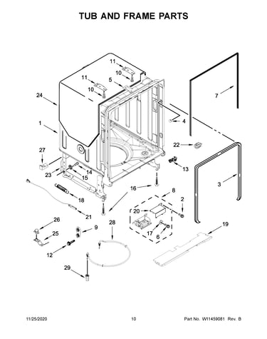 Tub and frame parts
