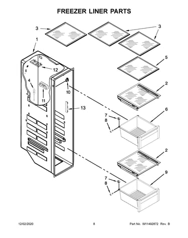 Freezer liner parts