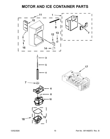 Motor and ice container parts