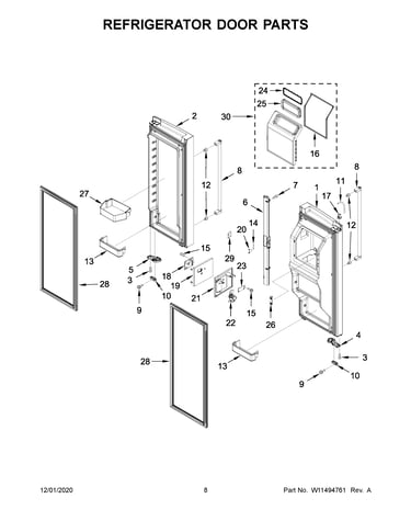 Refrigerator door parts