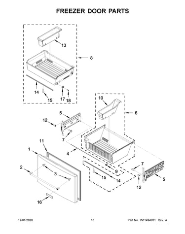 Freezer door parts
