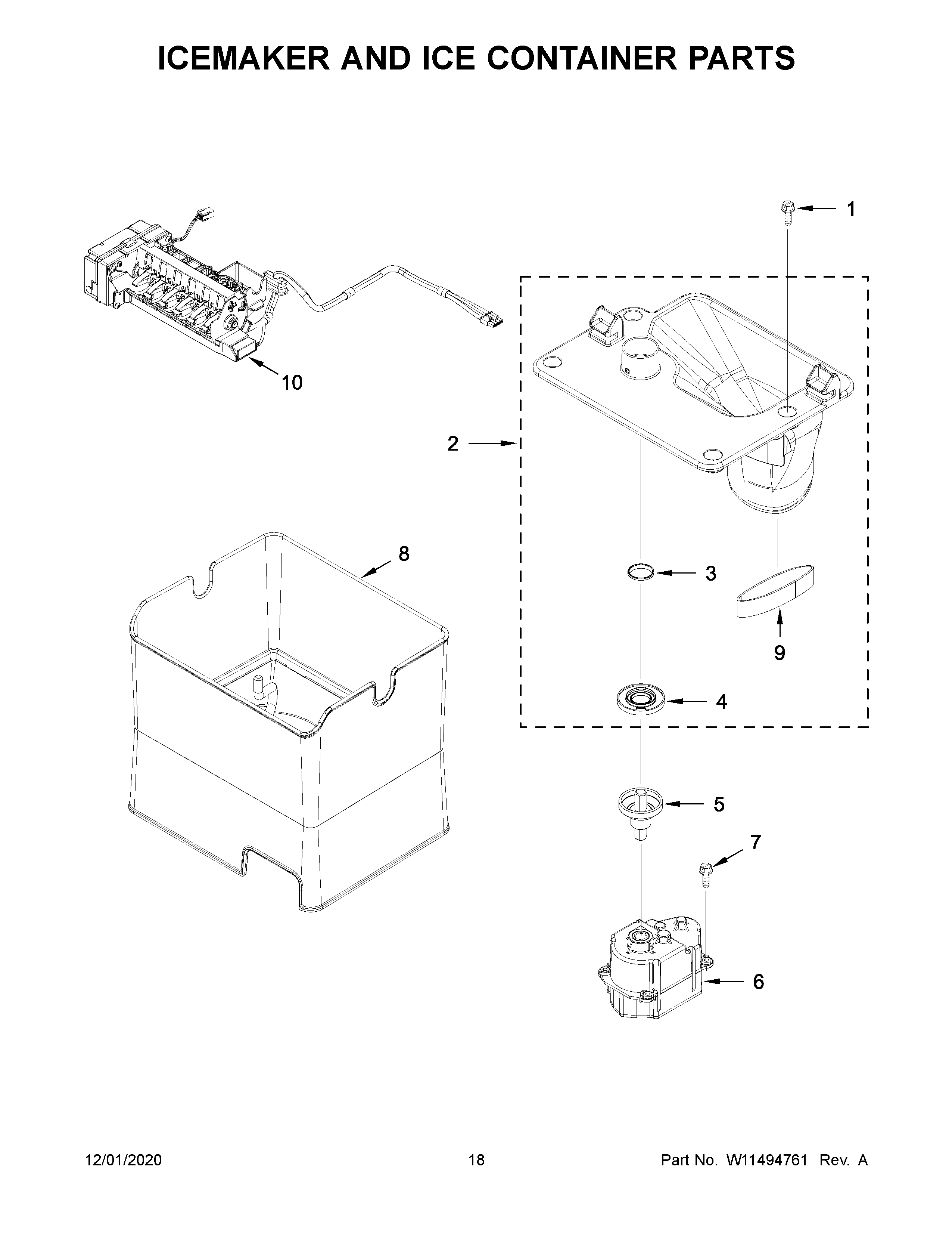 ICEMAKER AND ICE CONTAINER PARTS