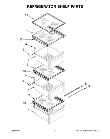 Refrigerator shelf parts