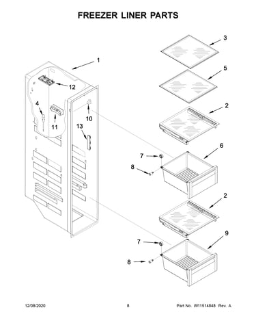 Freezer liner parts