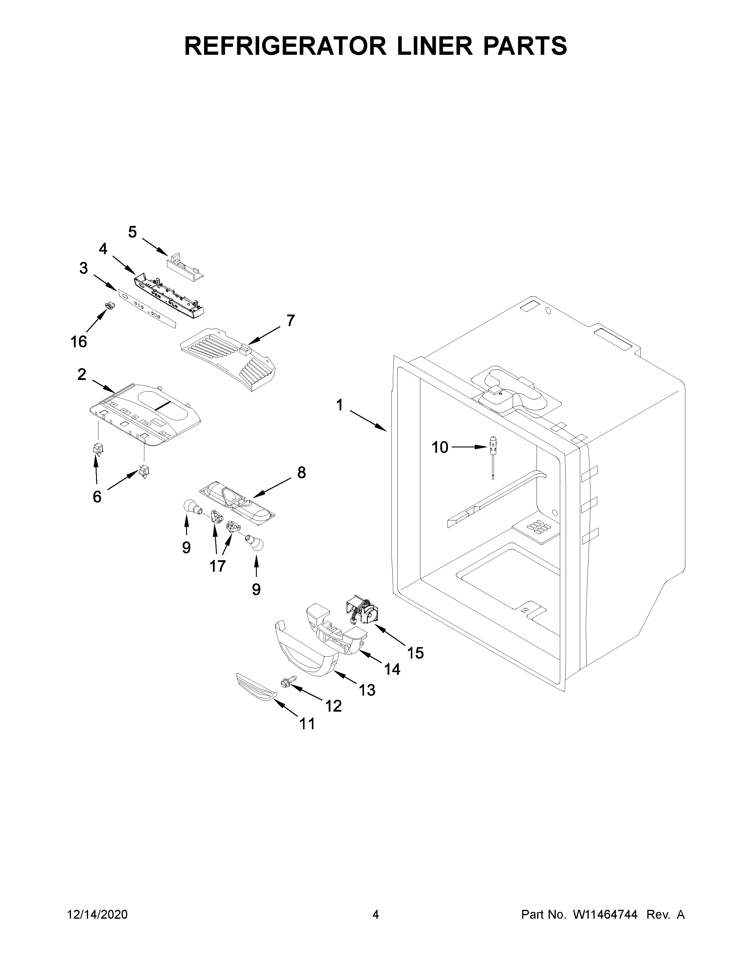 Refrigerator liner parts