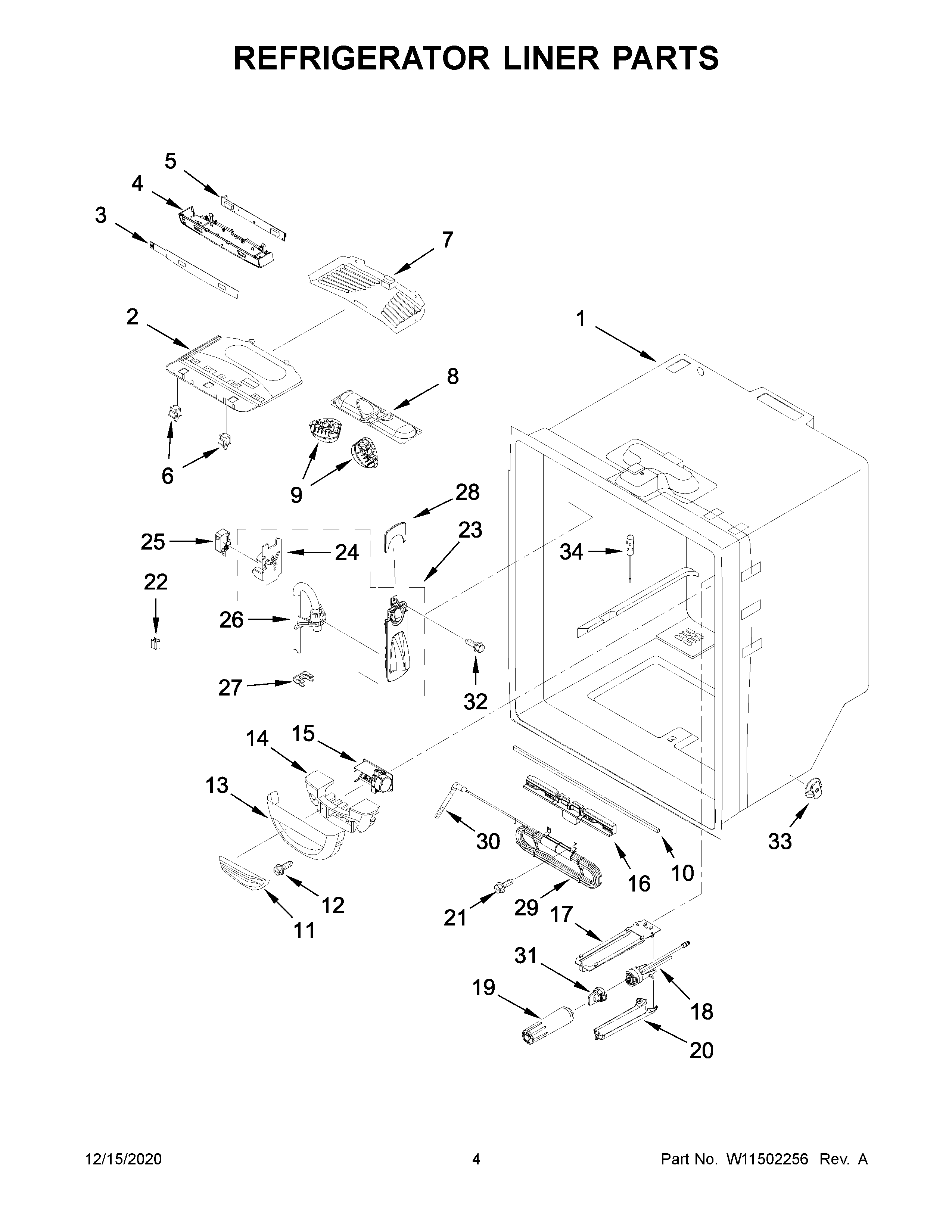 Refrigerator liner parts