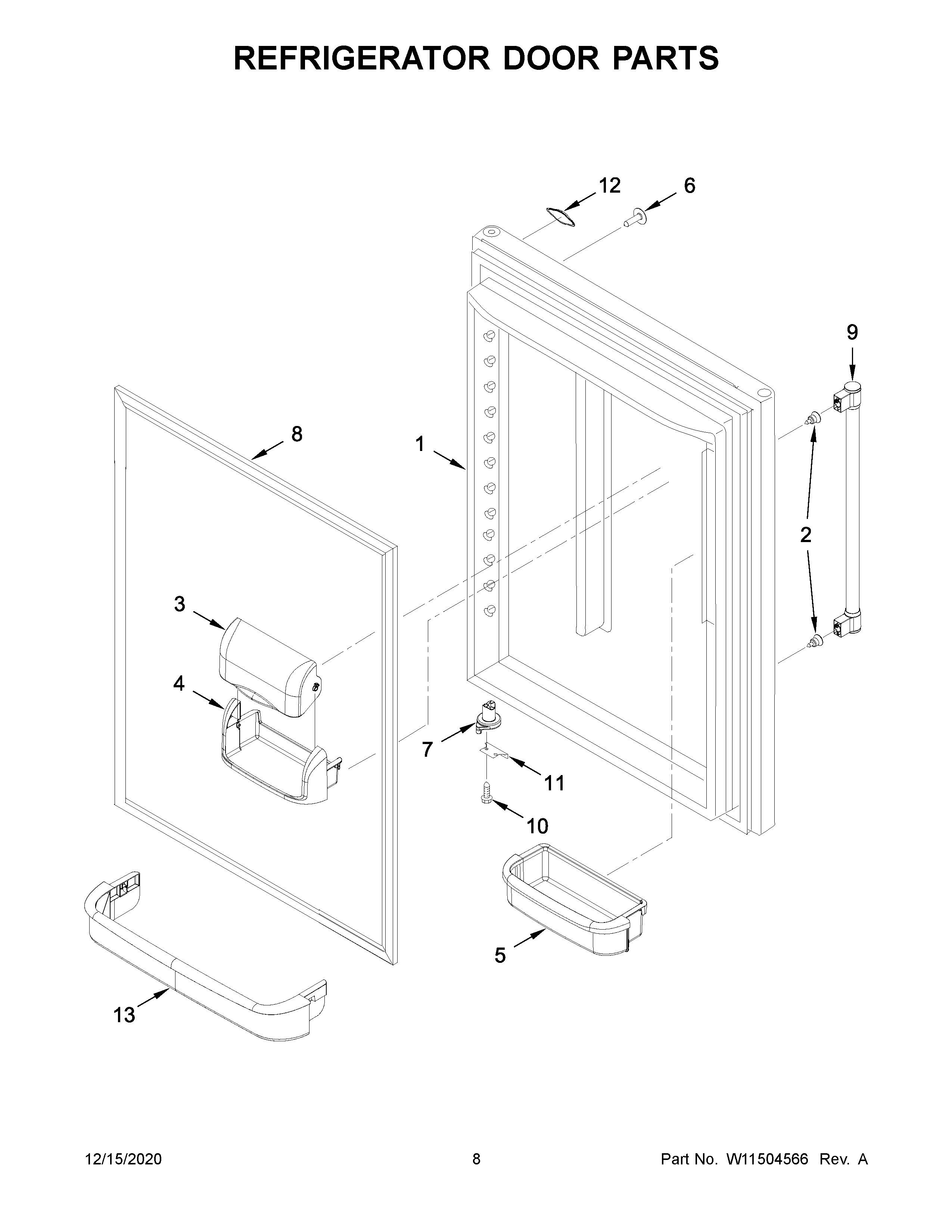 Refrigerator door parts