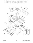 Cooktop, burner and grate parts