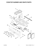 Cooktop, burner and grate parts