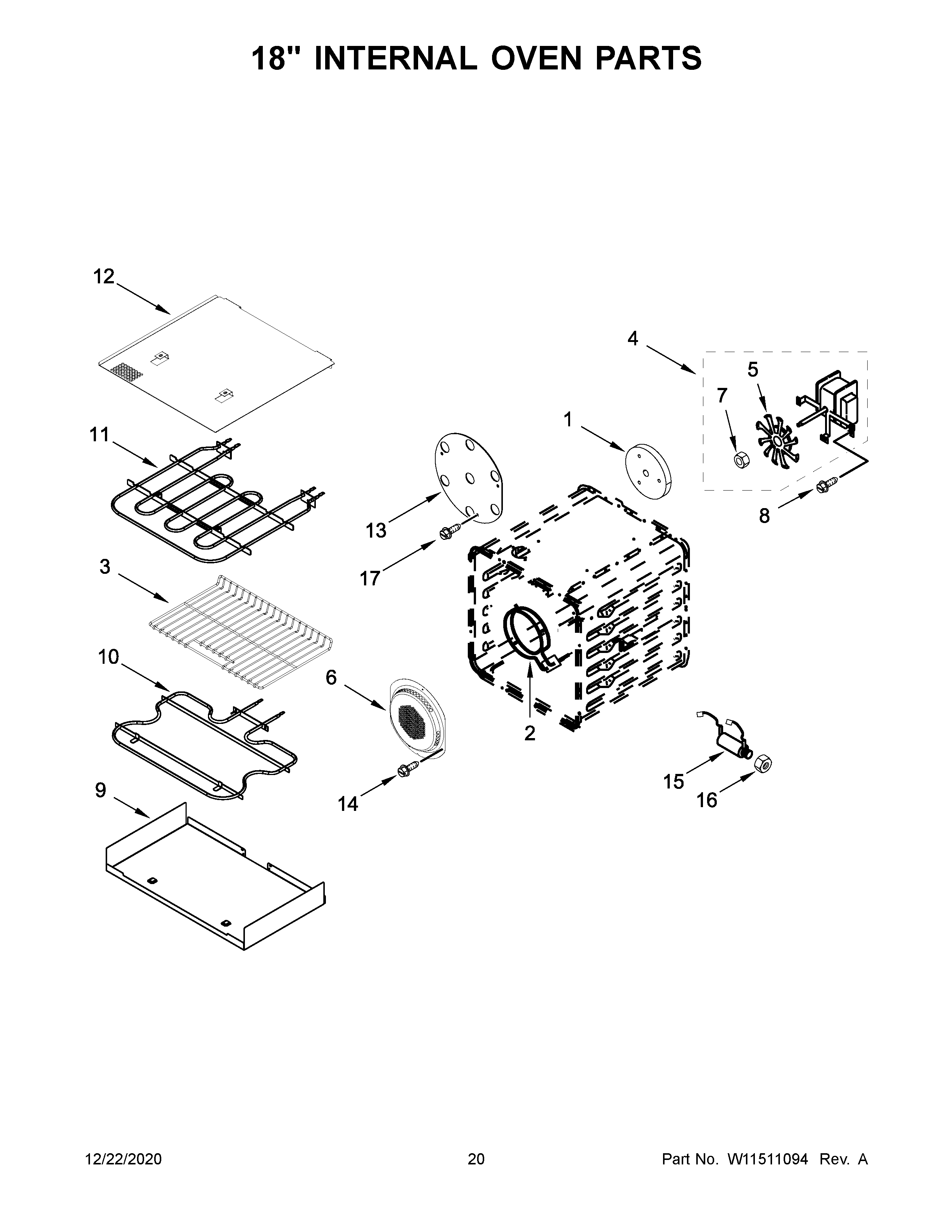 18" internal oven parts
