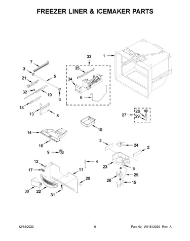 Freezer liner & icemaker parts