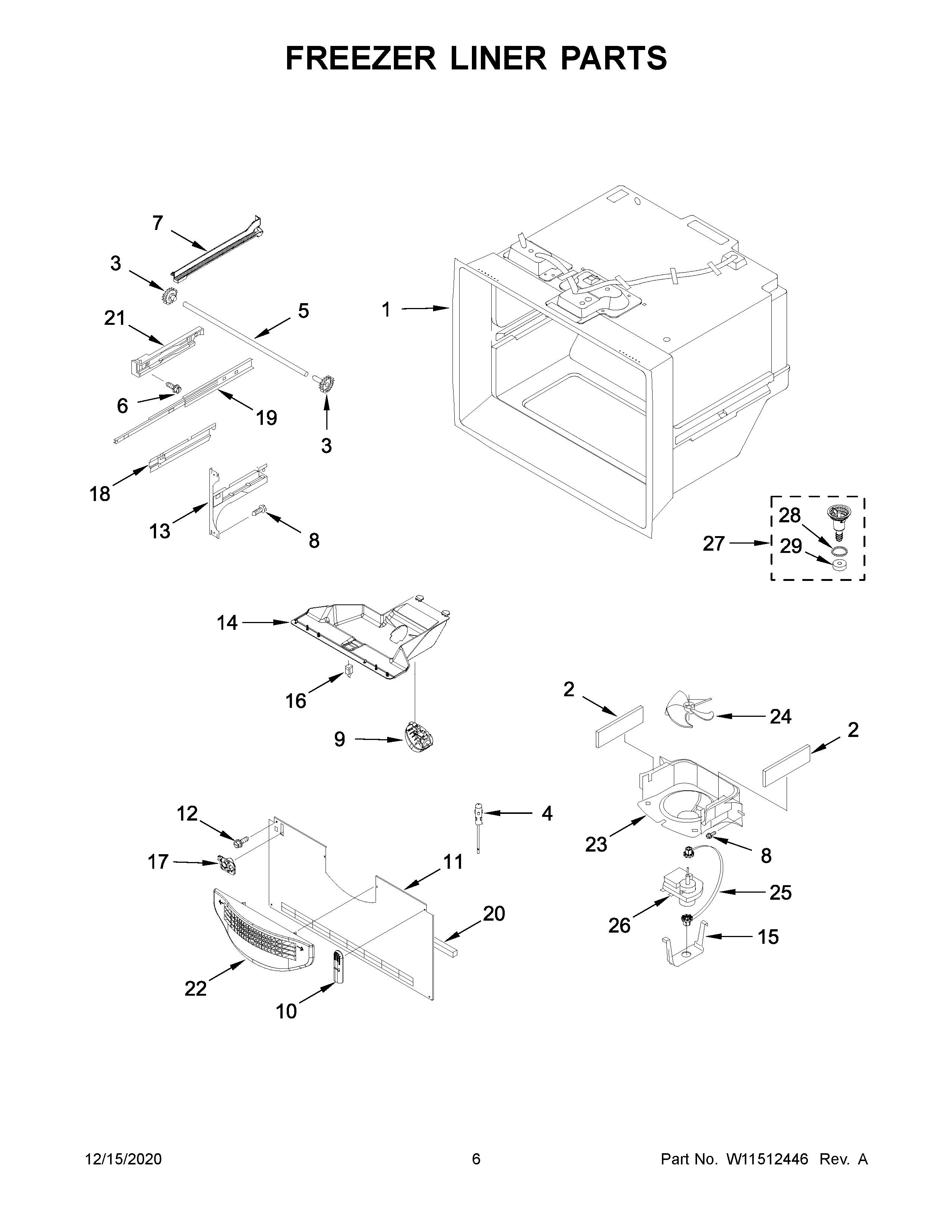 Freezer liner parts
