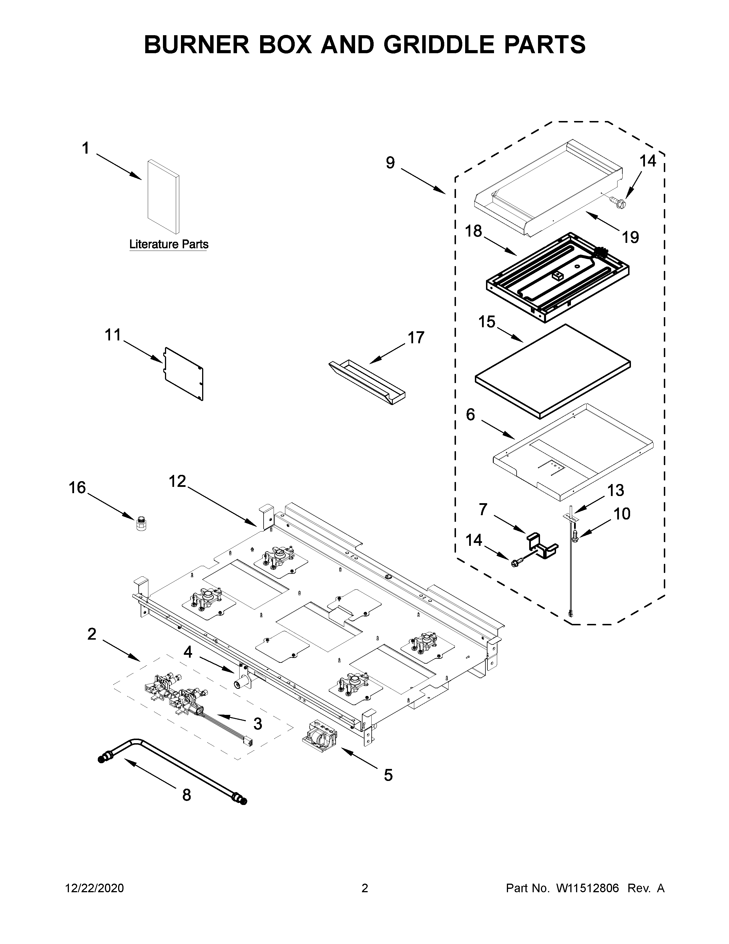 BURNER BOX AND GRIDDLE PARTS