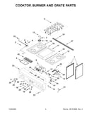 Cooktop, burner and grate parts