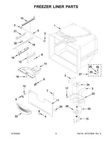 Freezer liner parts