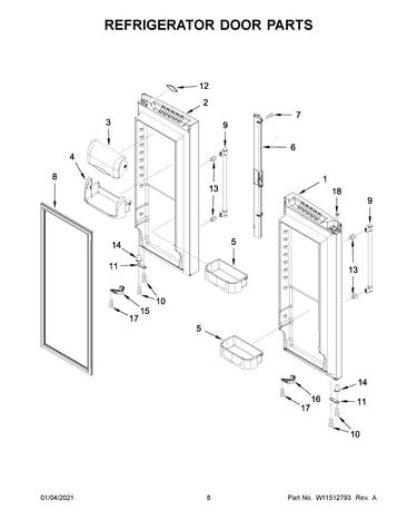 Refrigerator door parts