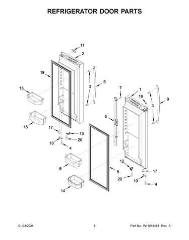 Refrigerator door parts