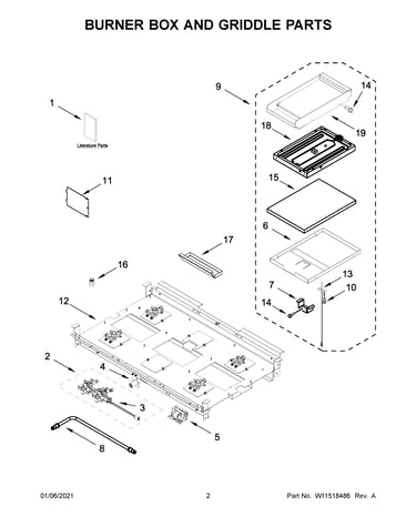 Burner box and griddle parts