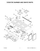 Cooktop, burner and grate parts
