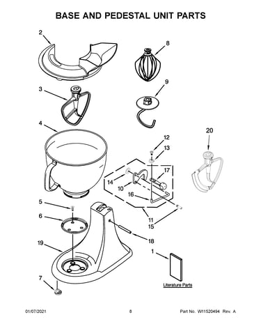 Base and pedestal unit parts