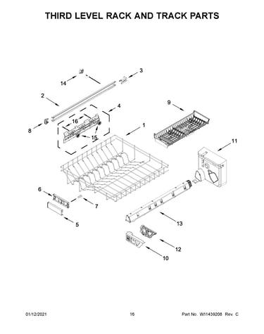Third level rack and track parts