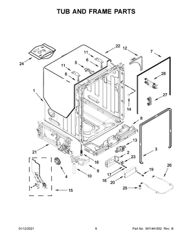 Tub and frame parts