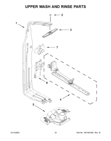 Upper wash and rinse parts