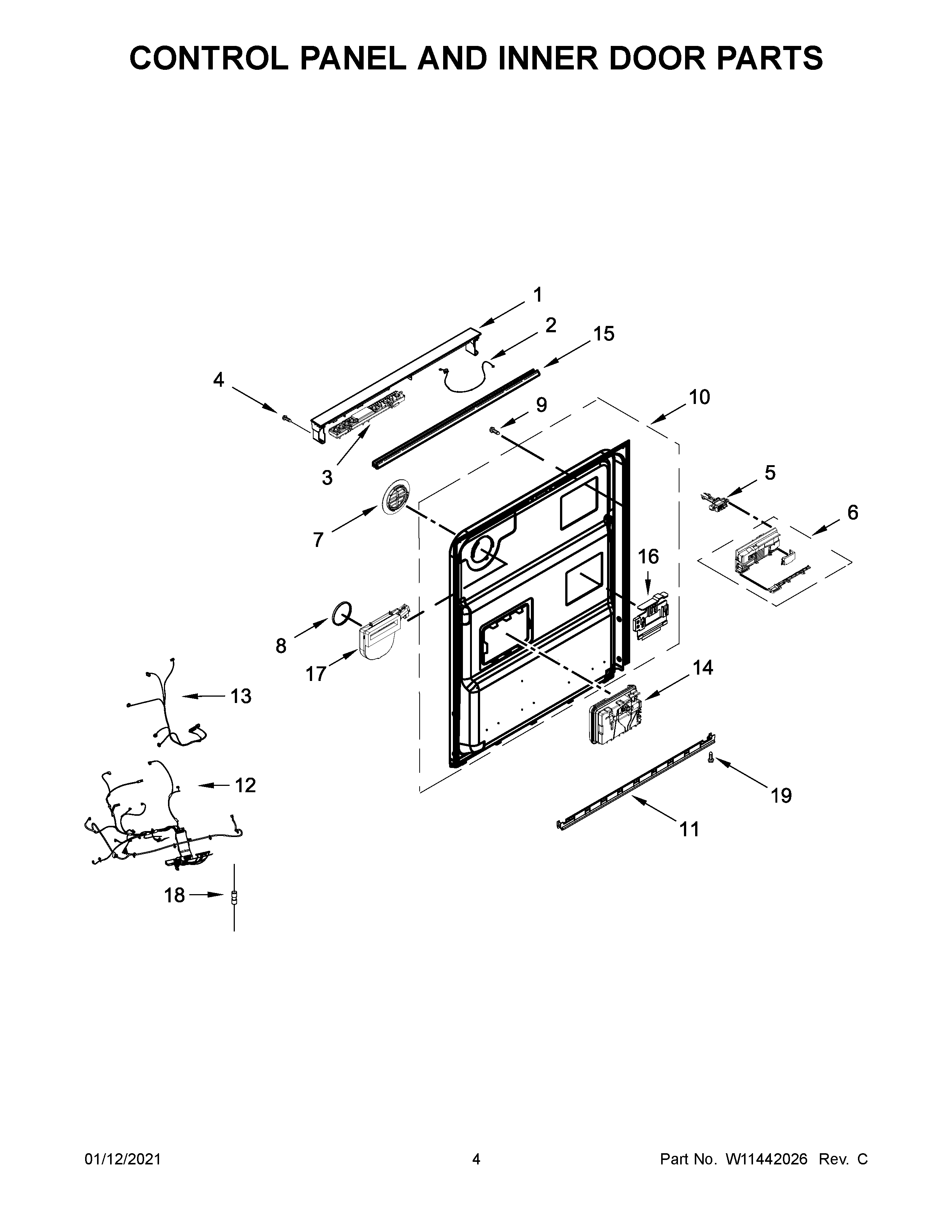 CONTROL PANEL AND INNER DOOR PARTS