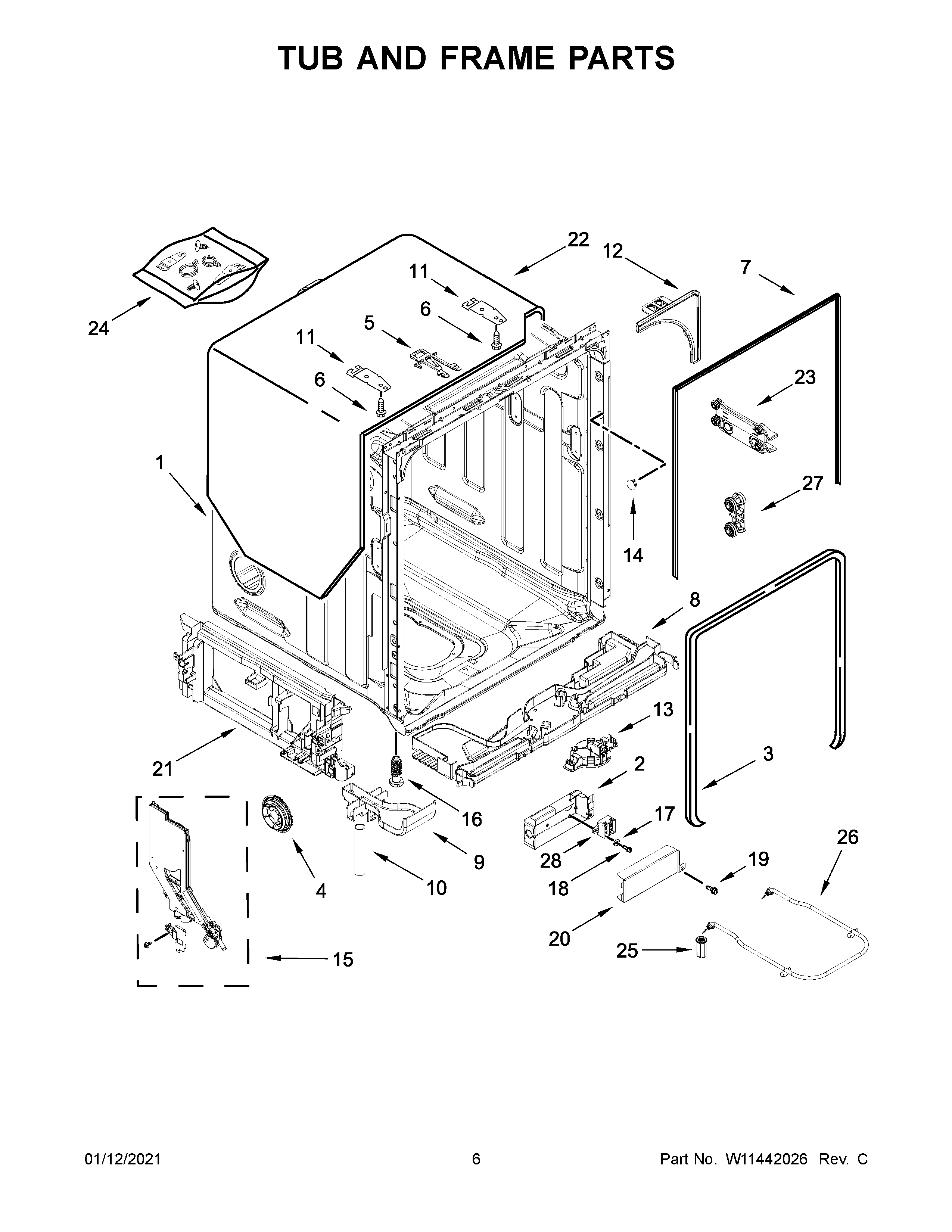 TUB AND FRAME PARTS