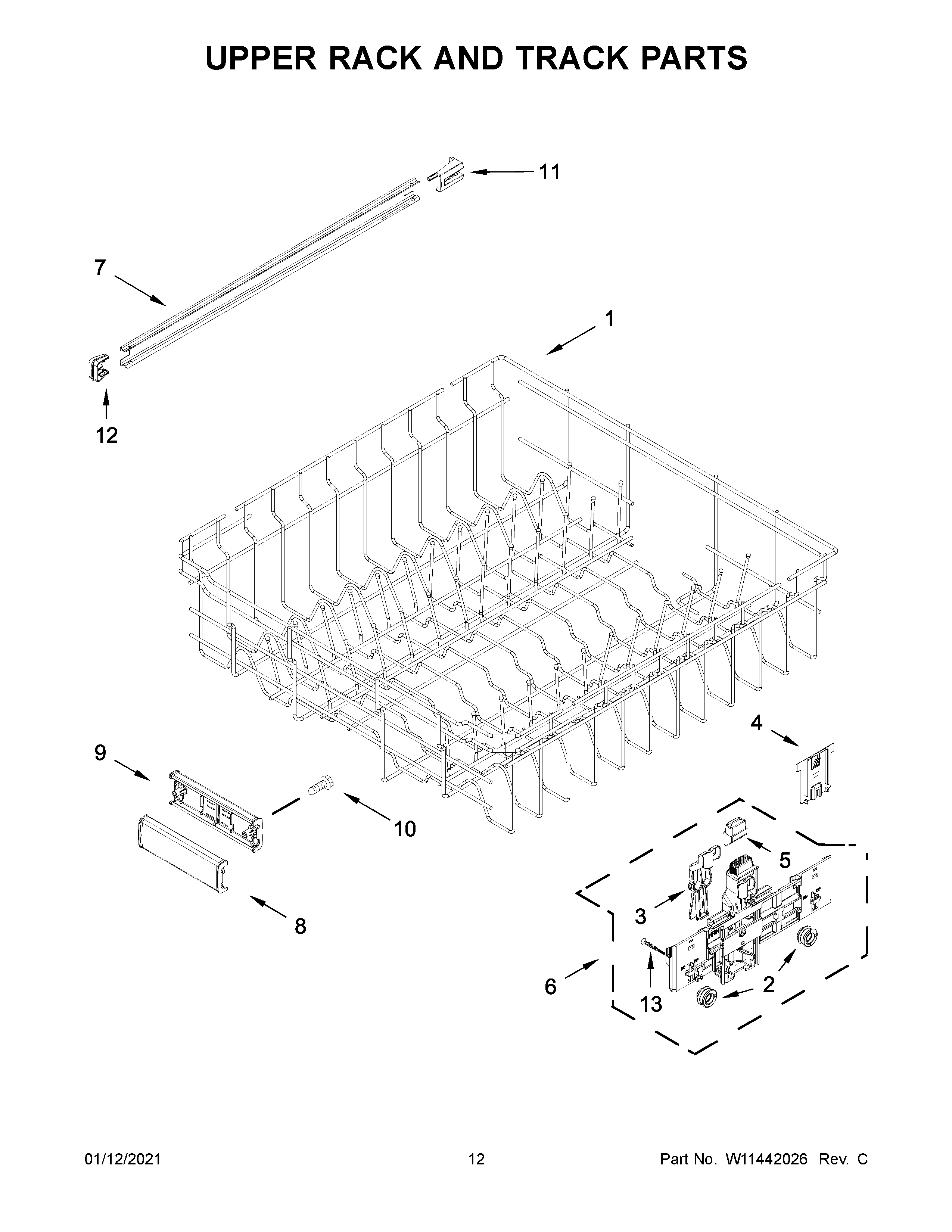 UPPER RACK AND TRACK PARTS