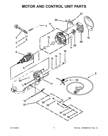 Motor and control unit parts